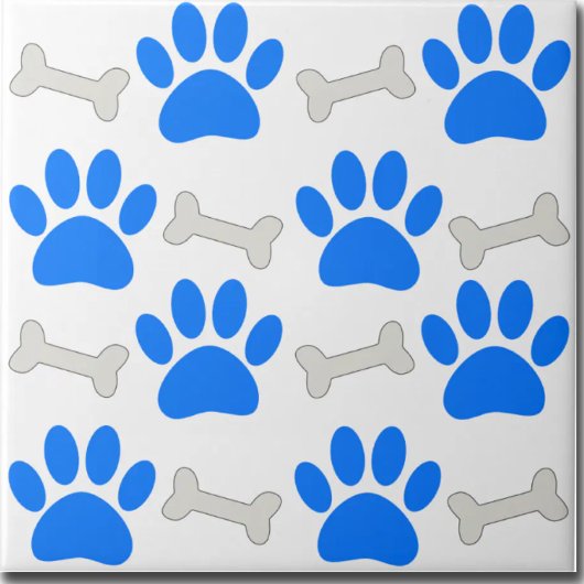 Blaue Pfoten und Knochen Nahtloses Muster Custom Fliese
