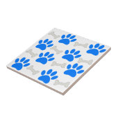 Blaue Pfoten und Knochen Nahtloses Muster Custom Fliese (Seite)