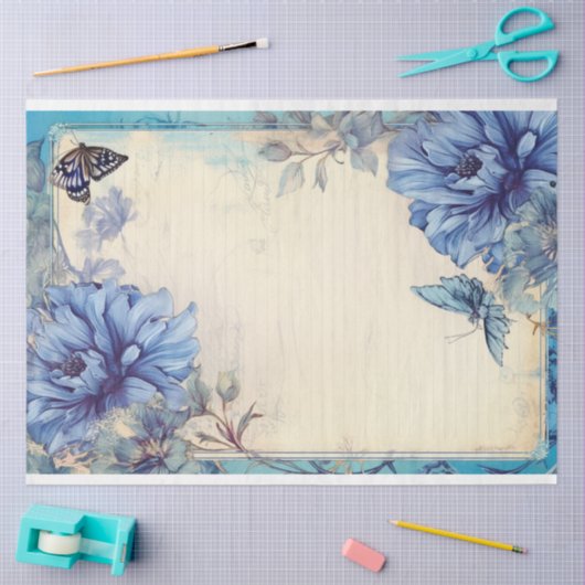 Blaue Pfoten und Schmetterling-Ephemonie Seidenpapier (Basteln)