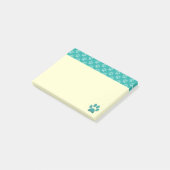 Blaue Pfotenabdrücke Post-it Klebezettel (angewinkelt)