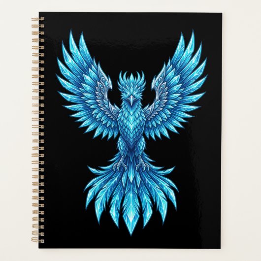 Blaue Phoenix-Aufsteigende-Notizbuch - Fantasy-Kun Planer (Vorderseite)