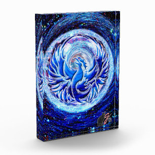 Blaue Phoenix-Farbillustration Acrylblock Fotoblock