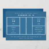 Blaue Pickleball Geburtstagspartei Einladung (Vorne/Hinten)