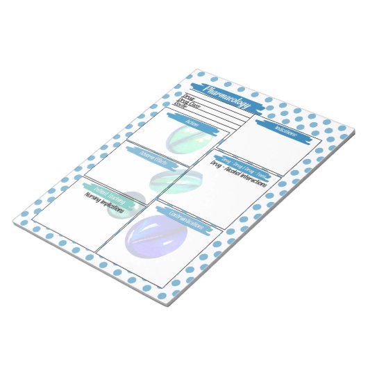 Blaue Pille Gesundheit Studierende Vorlage für Pha Notizblock (angewinkelt)