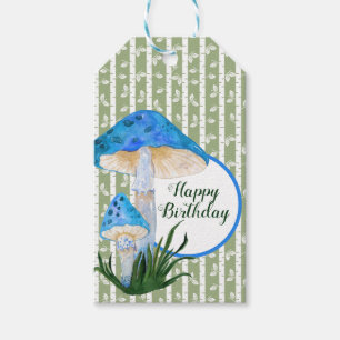 Blaue Pilze auf Aspen Geburtstag Geschenkanhänger