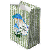 Blaue Pilze auf Aspen Geburtstag Mittlere Geschenktüte (Rückseite Schrägansicht)