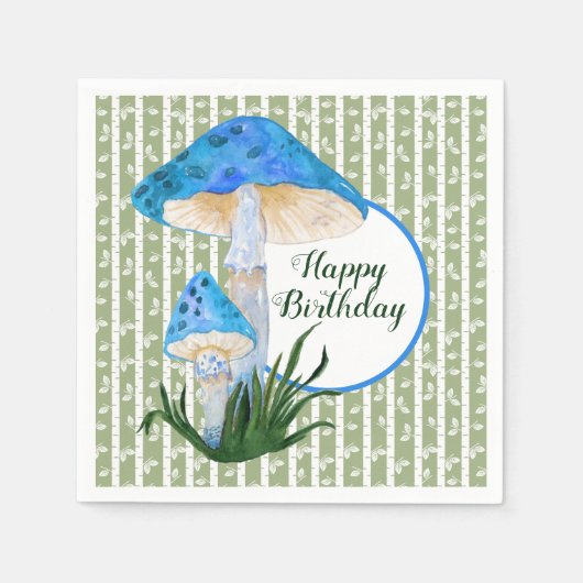 Blaue Pilze auf Aspen Geburtstag Serviette (Vorderseite)