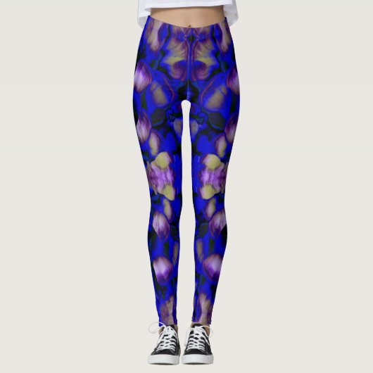 Blaue Pilze Leggings (Vorderseite)