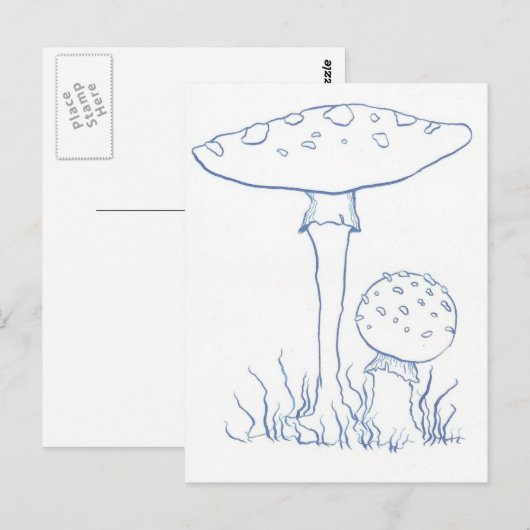 Blaue Pilze Postkarte (Vorne/Hinten)