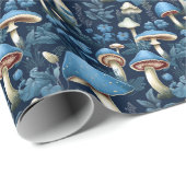 Blaue Pilze und Blume Geschenkpapier (Rolleneckpunkt)