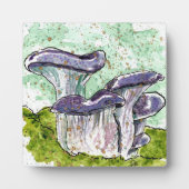 Blaue Pilze Wohngestaltung Aquarelldruckstand Fotoplatte (Vorderseite)