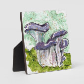 Blaue Pilze Wohngestaltung Aquarelldruckstand Fotoplatte (Vorderseite)