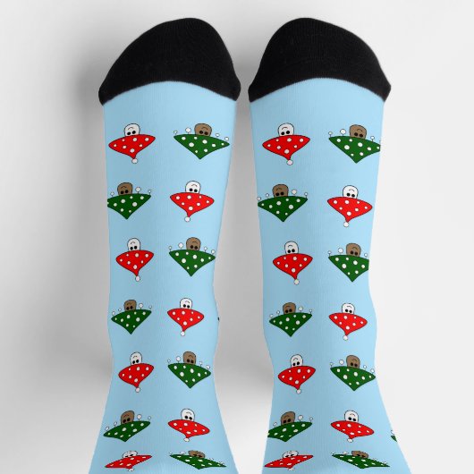 Blaue Pilzsocken für die Crew Socken (Oben)