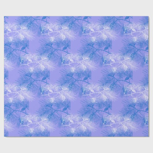Blaue Pine Holiday Pattern Geschenkpapier (Flach)
