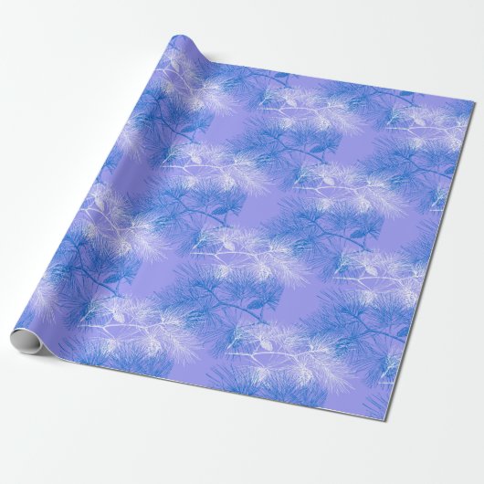 Blaue Pine Holiday Pattern Geschenkpapier (Ungerollt)