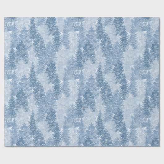 Blaue Pine Tree Muster Geschenkpapier (Flach)