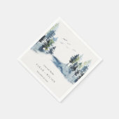 Blaue Pine Woods Forest Birds dank Hochzeit Serviette (Ecke)
