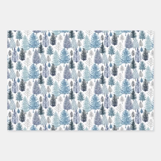 Blaue Pines Umhüllungspapier Set aus einem Flachbl Geschenkpapier Set (Vorderseite 2)