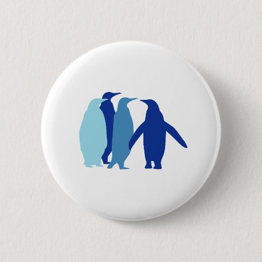 Blaue Pinguine Button (Vorderseite)