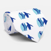 Blaue Pinguine Krawatte (Gerollt)