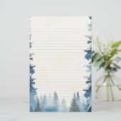 Blaue Pinienbäume, die mit Schreibwaren gesäumt si Briefpapier (Stehend Vorderseite)