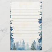 Blaue Pinienbäume, die mit Schreibwaren gesäumt si Briefpapier (Vorderseite)