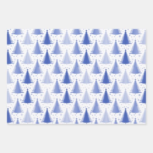 Blaue Pinienbäume Geschenkpapier Set (Vorderseite 3)
