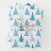 Blaue Pinienbäume Geschenkpapier Set (Beispiel)