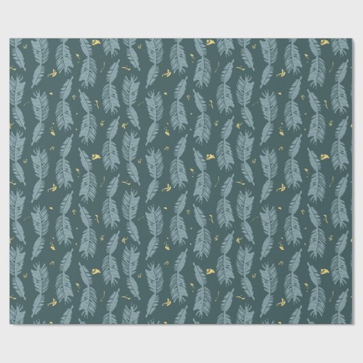 Blaue Piniennadeln mit Gold Geschenkpapier (Flach)