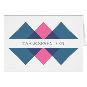 Blaue Pink Geometrische Triade-Tischnummerkarte