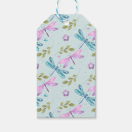 BLAUE PINK LILA WATERCOLOR DRAGONFLIS GESCHENKANHÄNGER