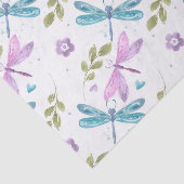 BLAUE PINK LILA WATERCOLOR DRAGONFLIS SEIDENPAPIER (Ausschnitt)