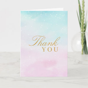 Blaue Pink Ombre Geschlechtsenthüllung Neutrale Ba Dankeskarte
