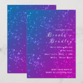 Blaue Pink Stardust Hochzeit Einladung (Vorne/Hinten)