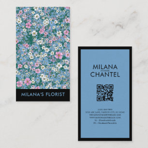 Blaue Pink Weiße Moderne Trendige Blume Florist Visitenkarte