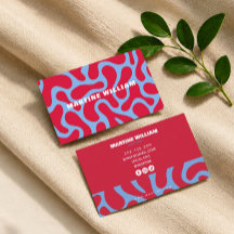 blaue pinkfarbene abstrakte groovy trendige Visite