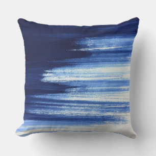 Blaue Pinselstriche Kunst Quadratkissen Kissen