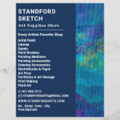 Blaue Pinselstriche, Kunsthandwerksladen Flyer (Vorne)