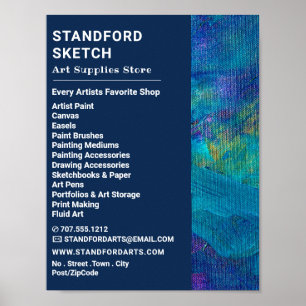 Blaue Pinselstriche, Kunsthandwerksladen Poster