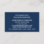 Blaue Pinselstriche, Kunsthandwerksladen Visitenkarte (Rückseite)