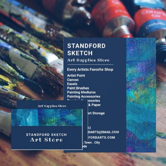 Blaue Pinselstriche, Kunsthandwerksladen Visitenkarte