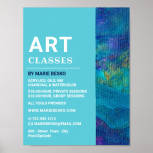Blaue Pinselstriche, Kunstlehrer, Kunstklassen Poster