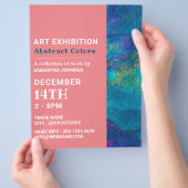 Blaue Pinselstriche, Künstlerausstellungswerbung Flyer (Hand)