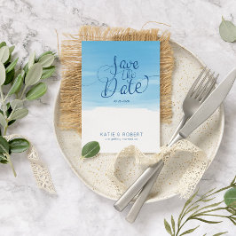 Blaue Pinselstriche Save the Date Typografie Ankündigungspostkarte