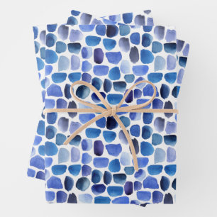 Blaue Pinselstriche wrapping Paper Sheets Geschenkpapier Set
