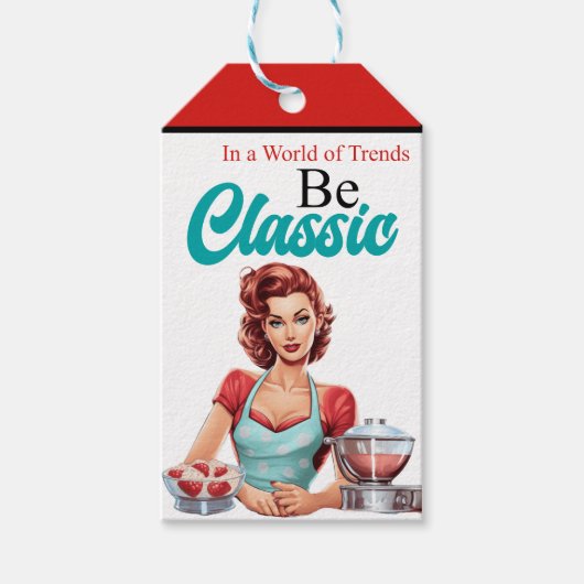 Blaue Pinup Geburtstagsparty Geschenkanhänger (Vorderseite)