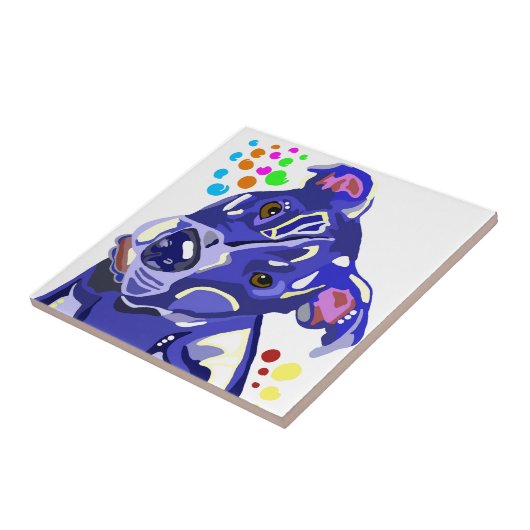 Blaue Pitbull-Terrier-Fliesen Fliese (Seite)