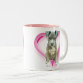 Blaue pitbull Welpen-Tasse Zweifarbige Tasse (VorderseiteRechts)