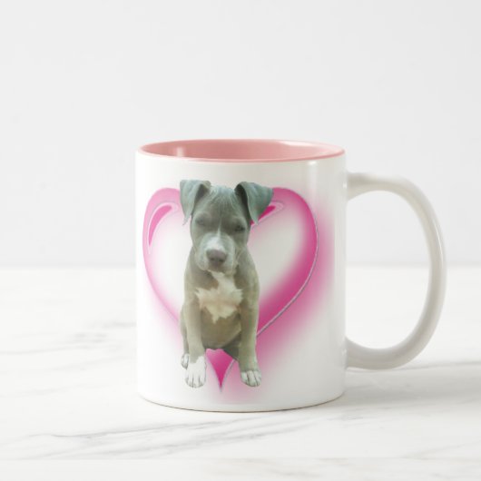 Blaue pitbull Welpen-Tasse Zweifarbige Tasse (Rechts)