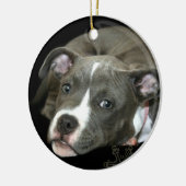 Blaue pitbull Welpenverzierung Keramikornament (Links)